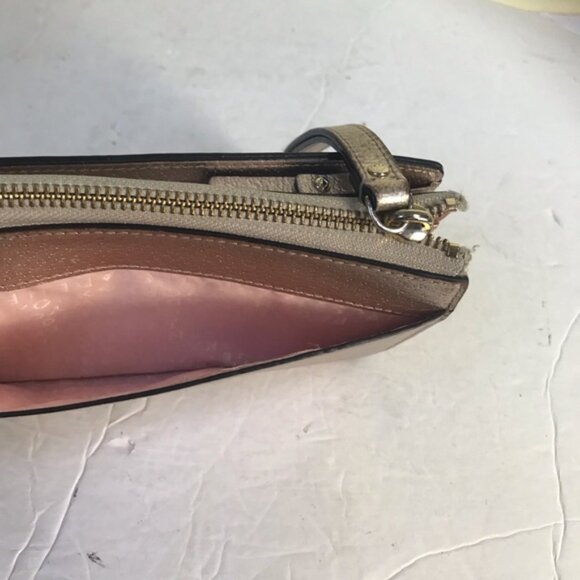 Kate Spade Rose Gold Large Wristlet Metallic Wallet Organizer Clutch Bag Zippy - Picture 5 of 14